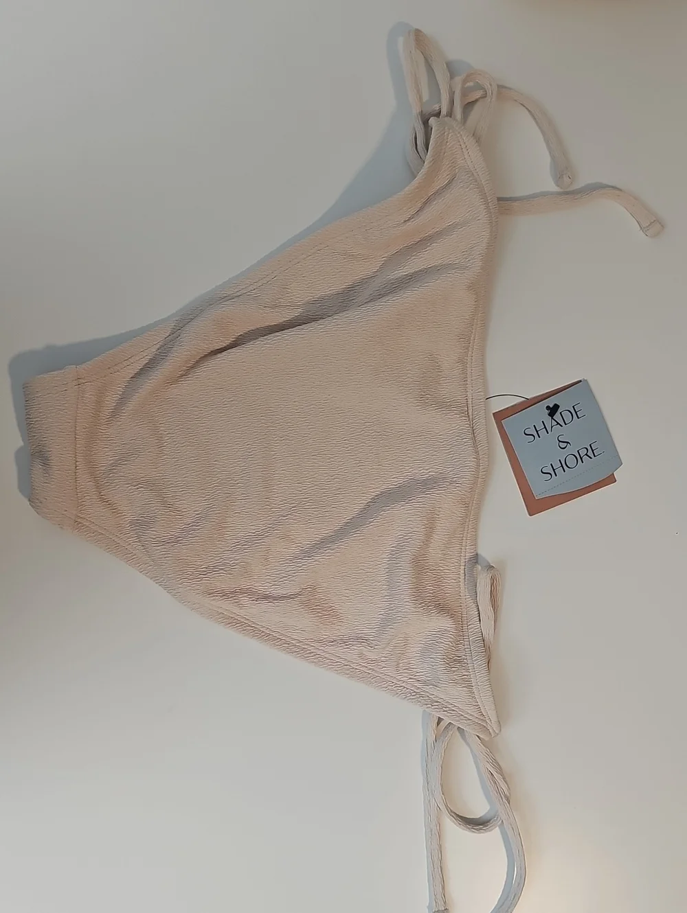 Shade & Shore Women's L Cream / Off-White Crepe Beaded Triangle Bikini Set